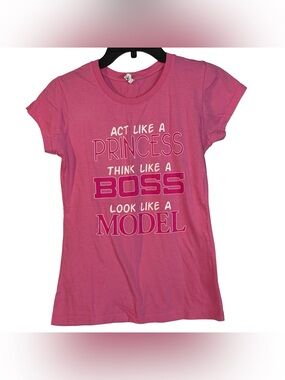 Cute Pink Graphic Tee Y2K Aesthetic Slogan Princess Barbiecore Top Women Size S